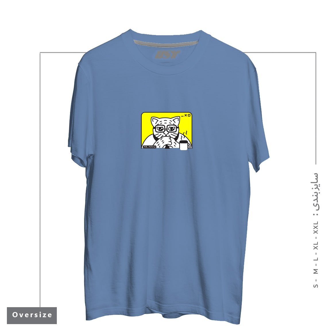 طرح THE CEOW تیشرت اورسایزرنگ آبی نفتی