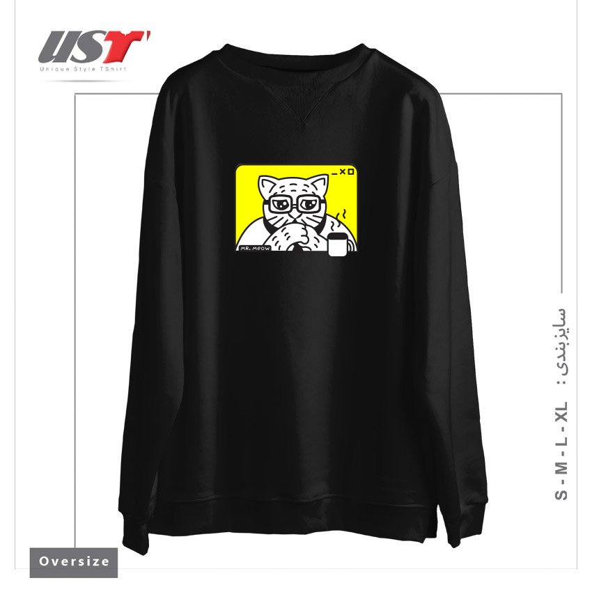 طرح THE CEOW سوییشرت اورسایزرنگ مشکی