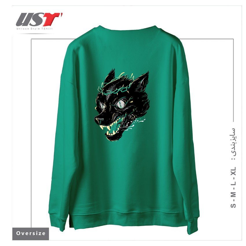 طرح PRINCE FENRIR سوییشرت اورسایزرنگ سبز سدری