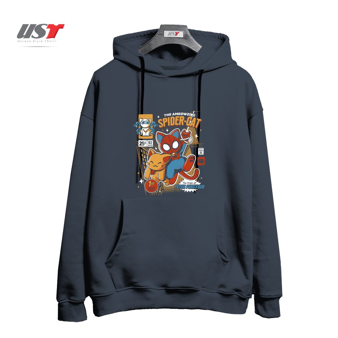 طرح SPIDER CAT هودی اورسایزرنگ دودی