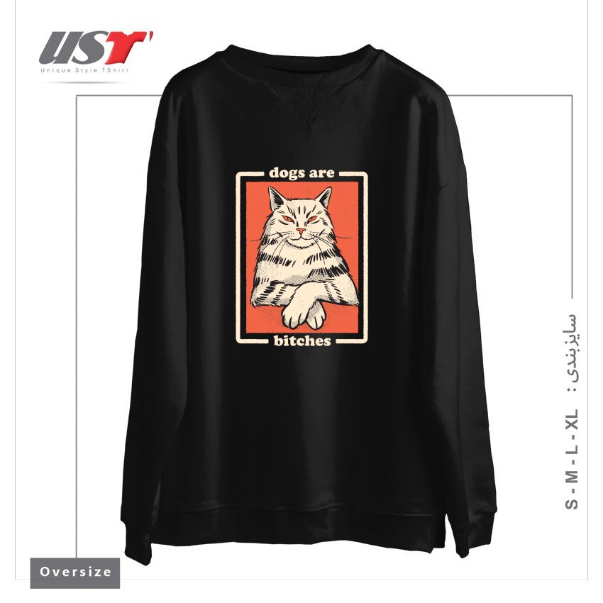طرح DOGS ARE... سوییشرت اورسایزرنگ مشکی