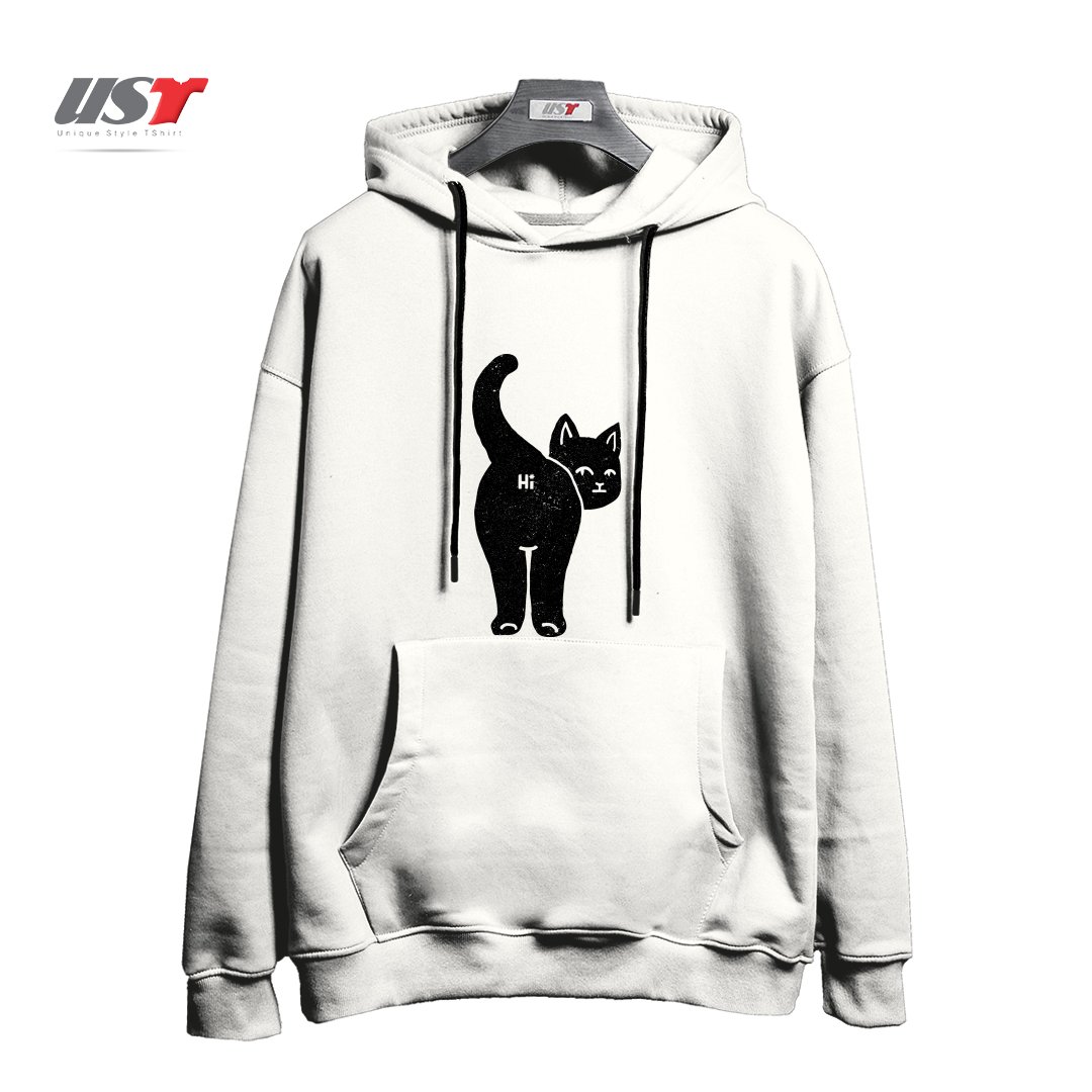 هودی اورسایز طرح HELLO CAT BUTT MINIMALIST BLACK BY TOBE FONSECA121212