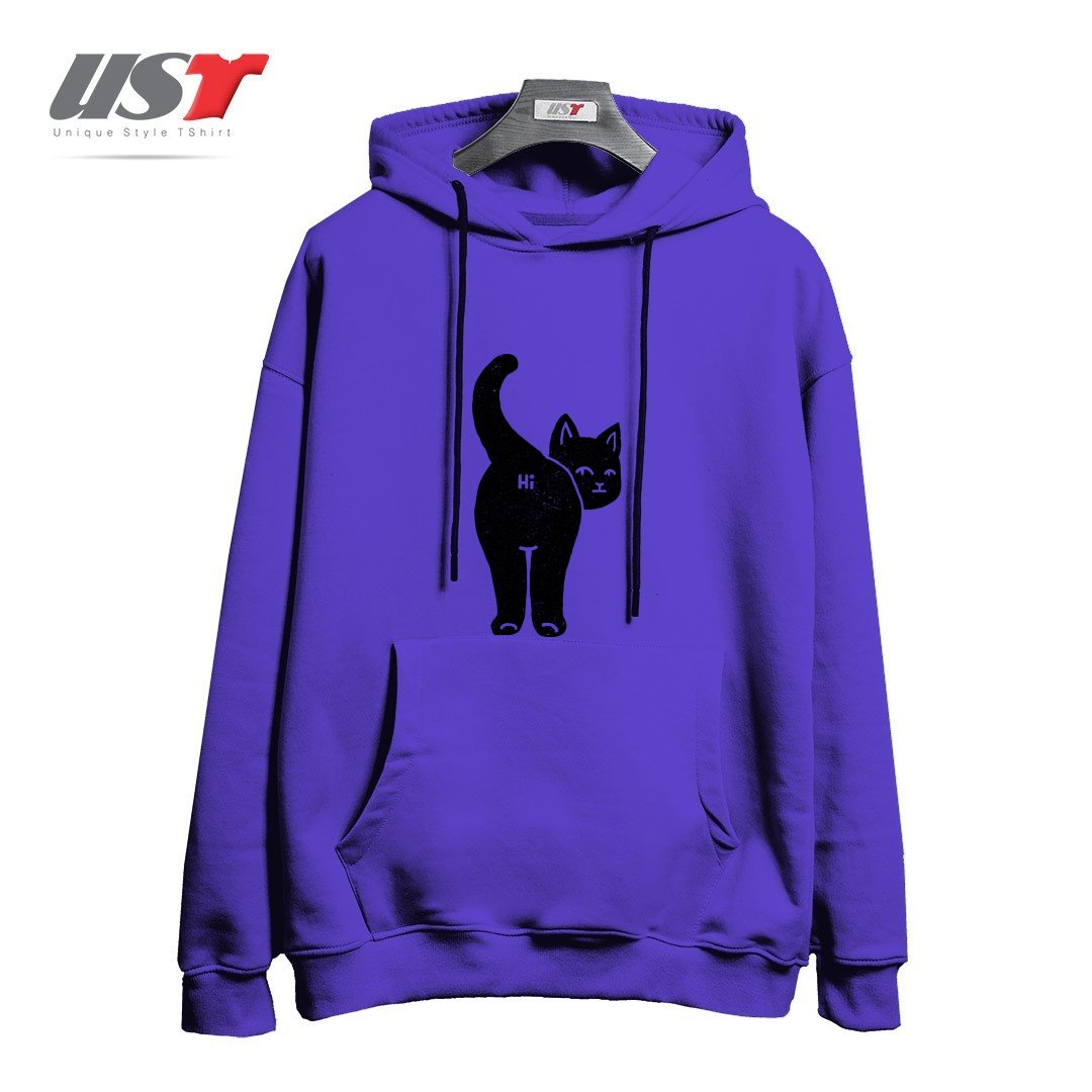 طرح HELLO CAT BUTT MINIMALIST BLACK BY TOBE FONSECA121212 هودی اورسایزرنگ بنفش
