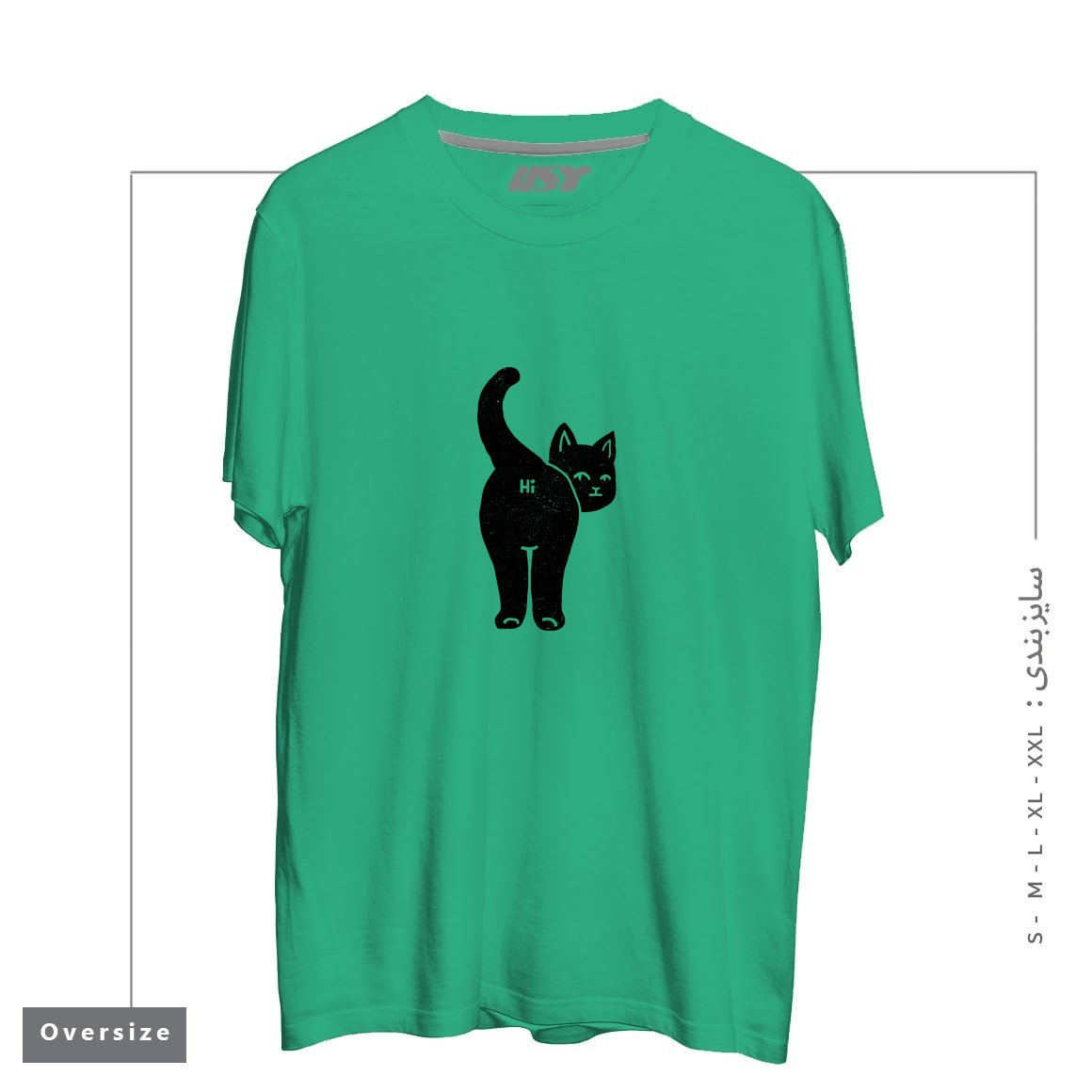 طرح HELLO CAT BUTT MINIMALIST BLACK BY TOBE FONSECA121212 تیشرت اورسایزرنگ سبز