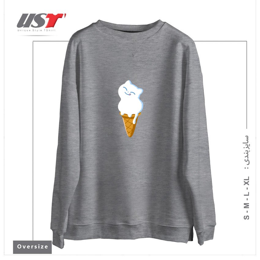 سوییشرت اورسایز طرح ICE CREAM CAT41545415