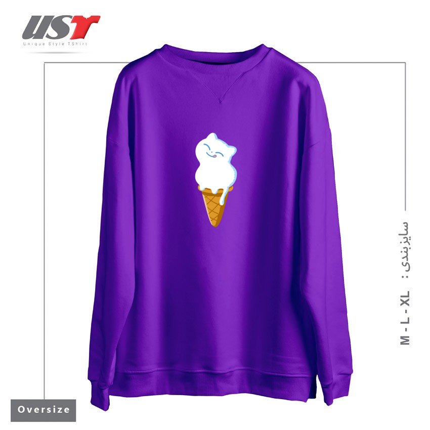 سوییشرت اورسایز طرح ICE CREAM CAT41545415
