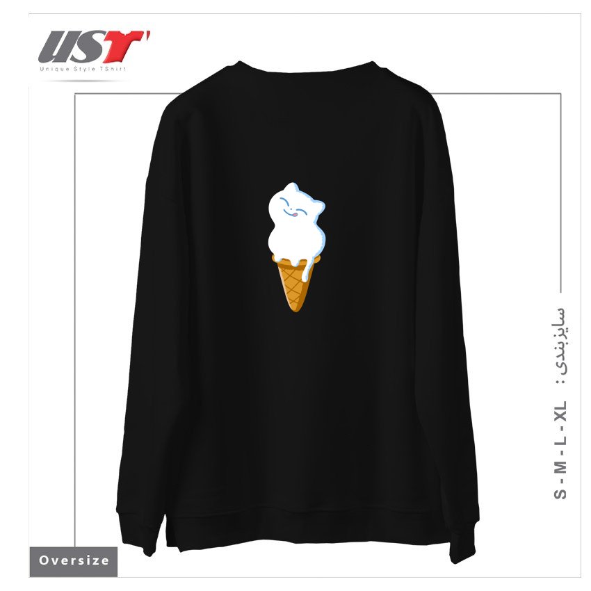 طرح ICE CREAM CAT41545415 سوییشرت اورسایزرنگ مشکی