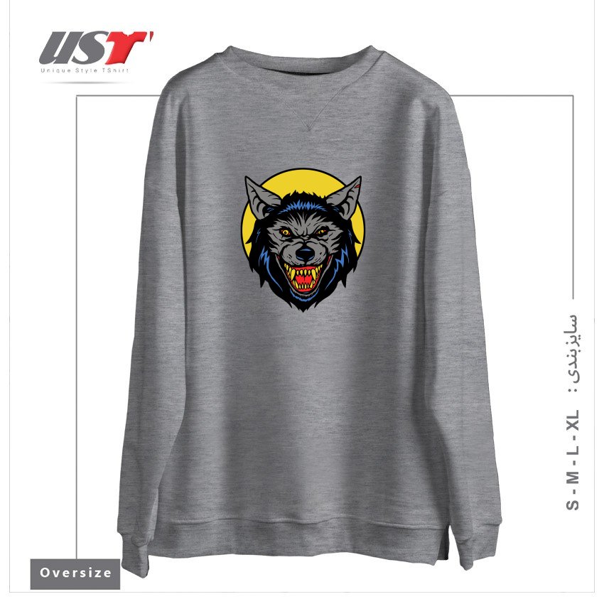 سوییشرت اورسایز طرح RETRO WEREWOLF