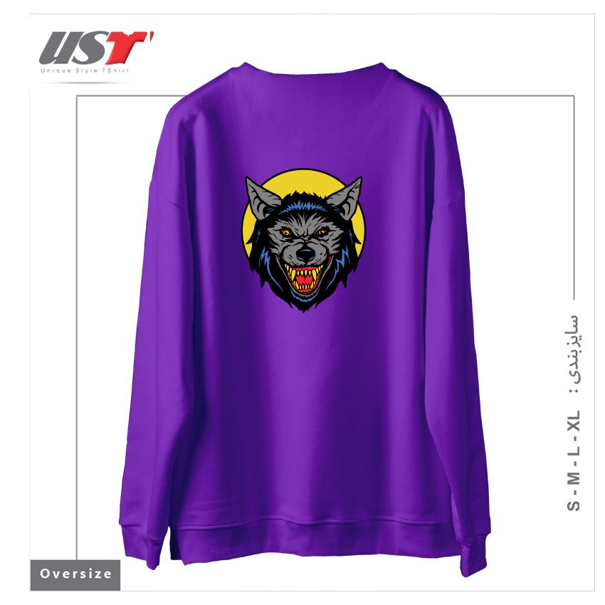 طرح RETRO WEREWOLF سوییشرت اورسایزرنگ بنفش