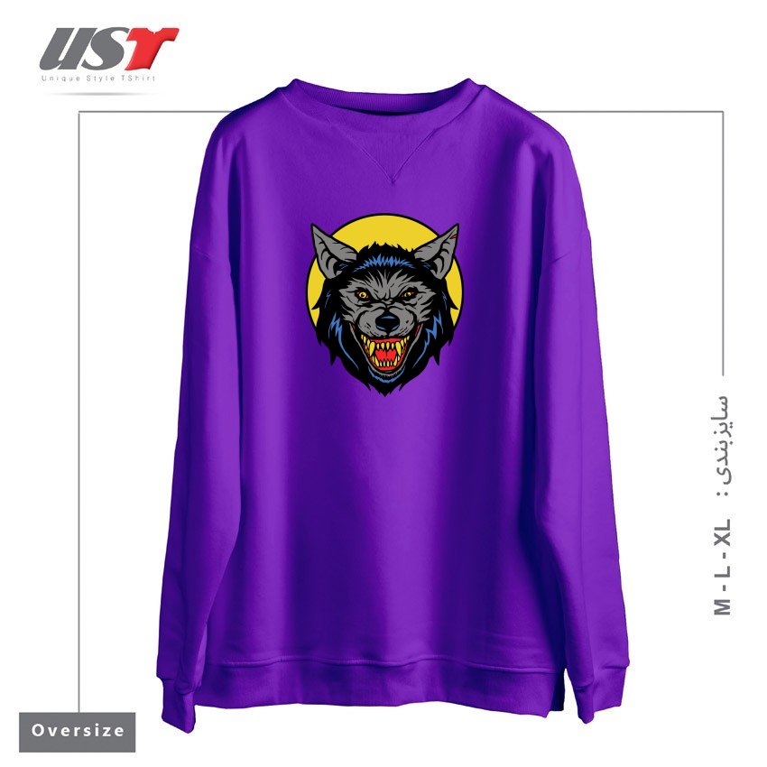 سوییشرت اورسایز طرح RETRO WEREWOLF