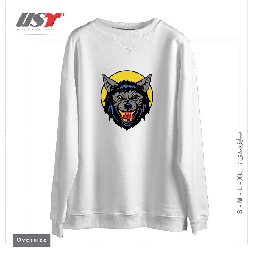 سوییشرت اورسایز طرح RETRO WEREWOLF