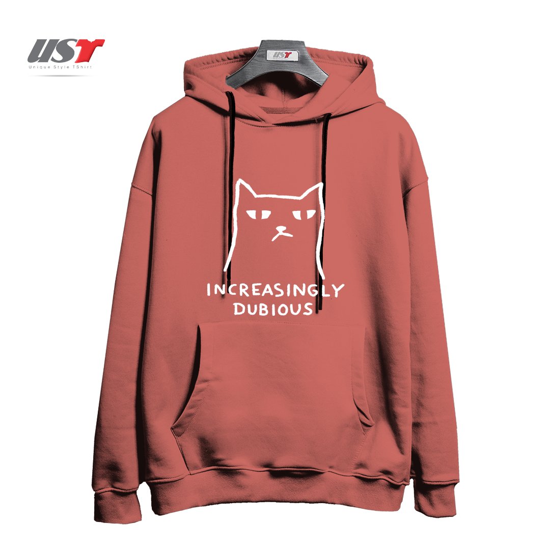 طرح INCREASINGLY DUBIOUS9874 هودی اورسایزرنگ آجری