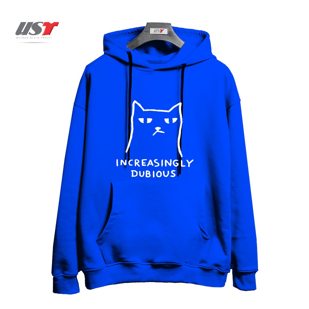 طرح INCREASINGLY DUBIOUS9874 هودی اورسایزرنگ آبی شالی