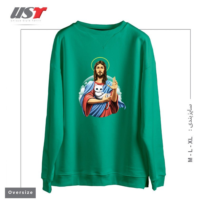 سوییشرت اورسایز طرح JESUS CAT