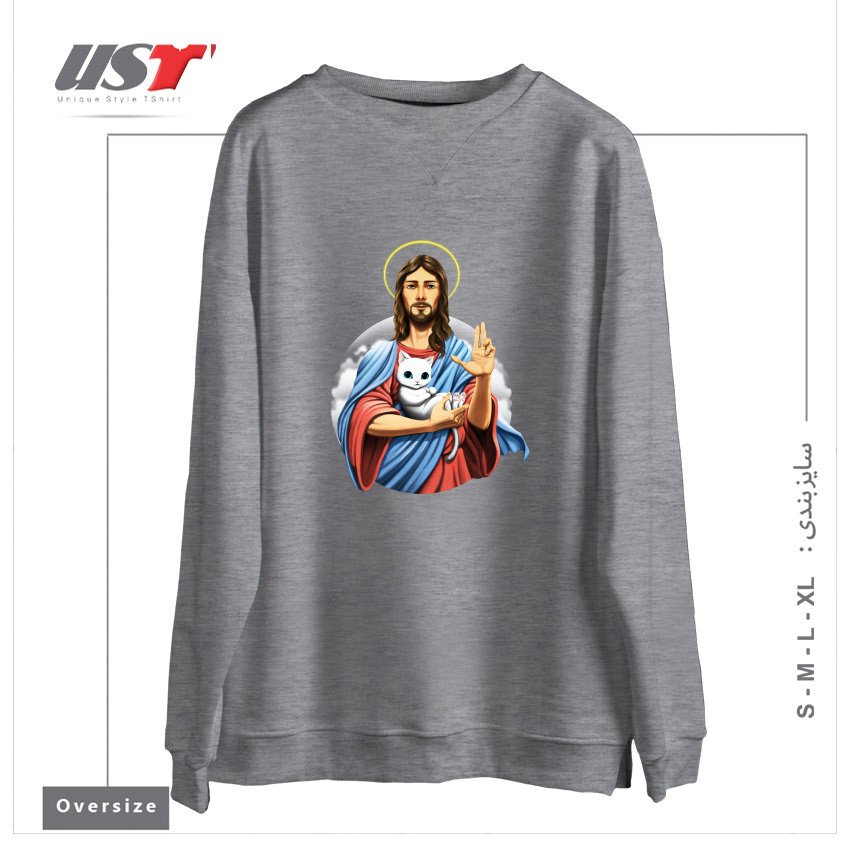 سوییشرت اورسایز طرح JESUS CAT