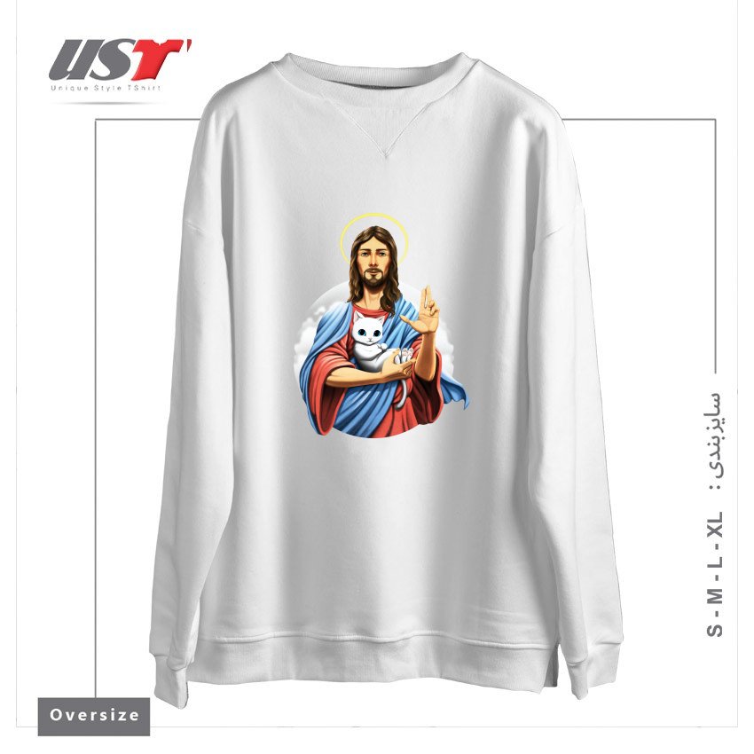 سوییشرت اورسایز طرح JESUS CAT