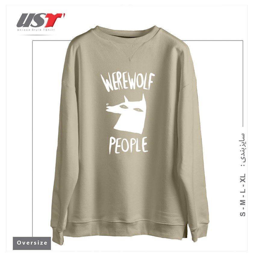 طرح WEREWOLF PEOPLE -VERSION ONE سوییشرت اورسایزرنگ نخودی