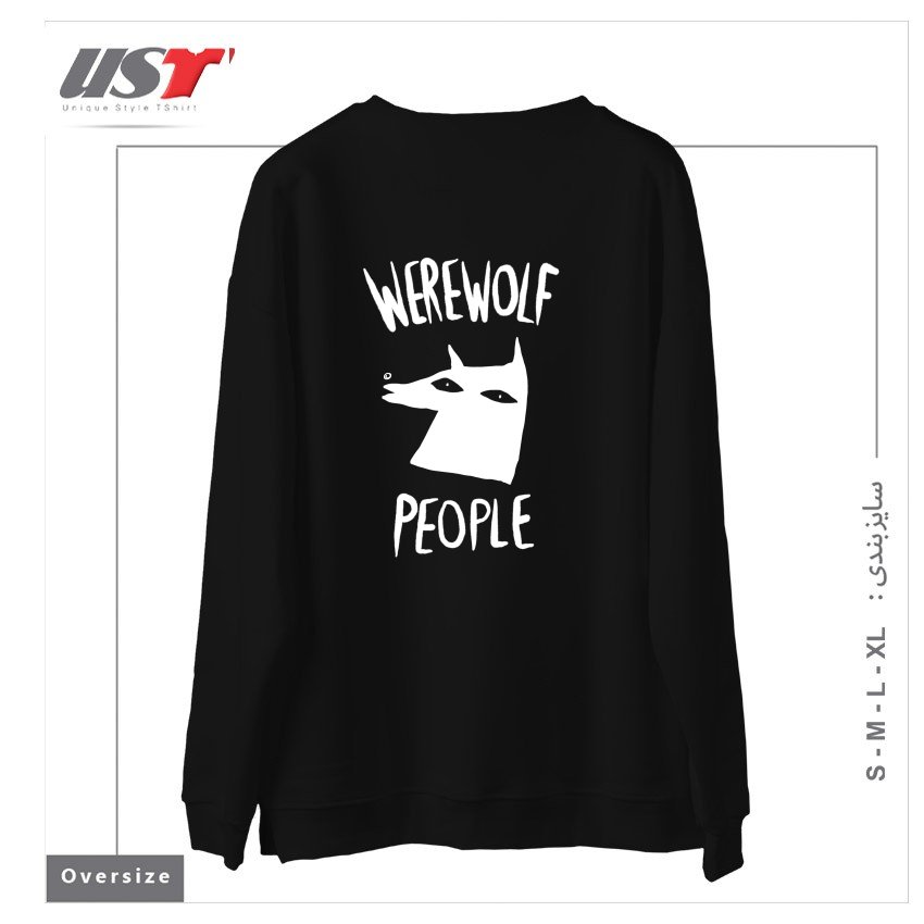 طرح WEREWOLF PEOPLE -VERSION ONE سوییشرت اورسایزرنگ مشکی