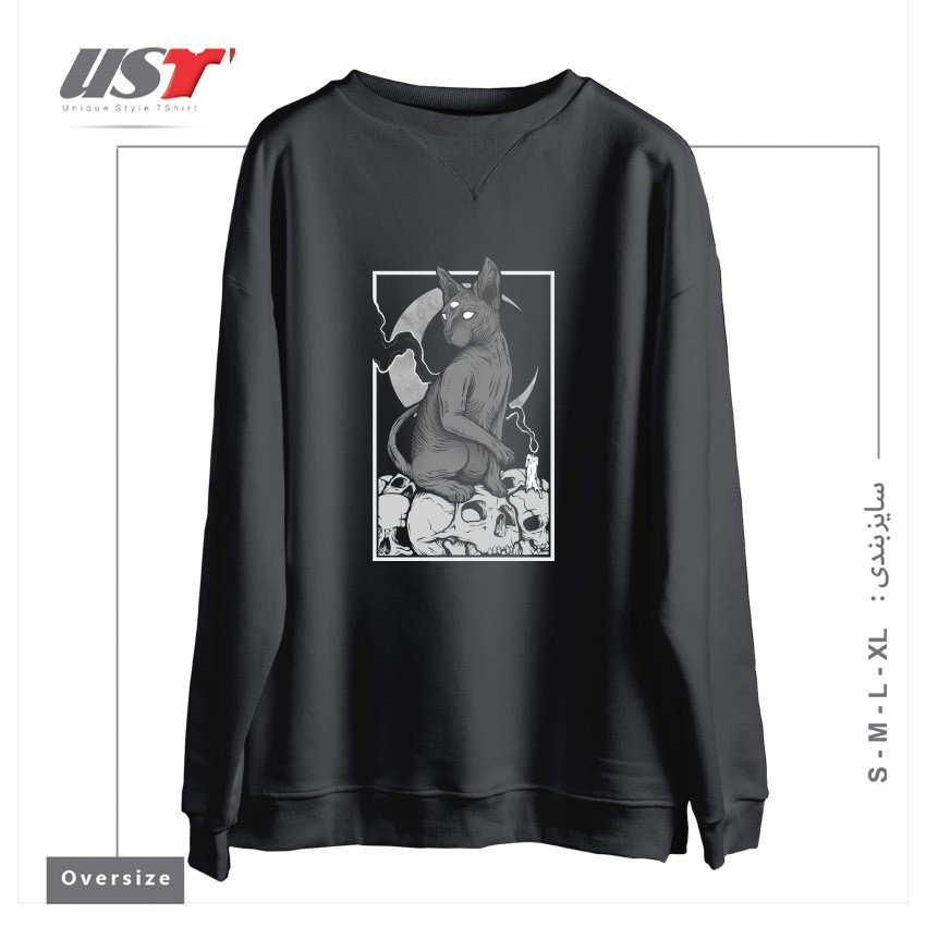 سوییشرت اورسایز طرح OCCULT CAT