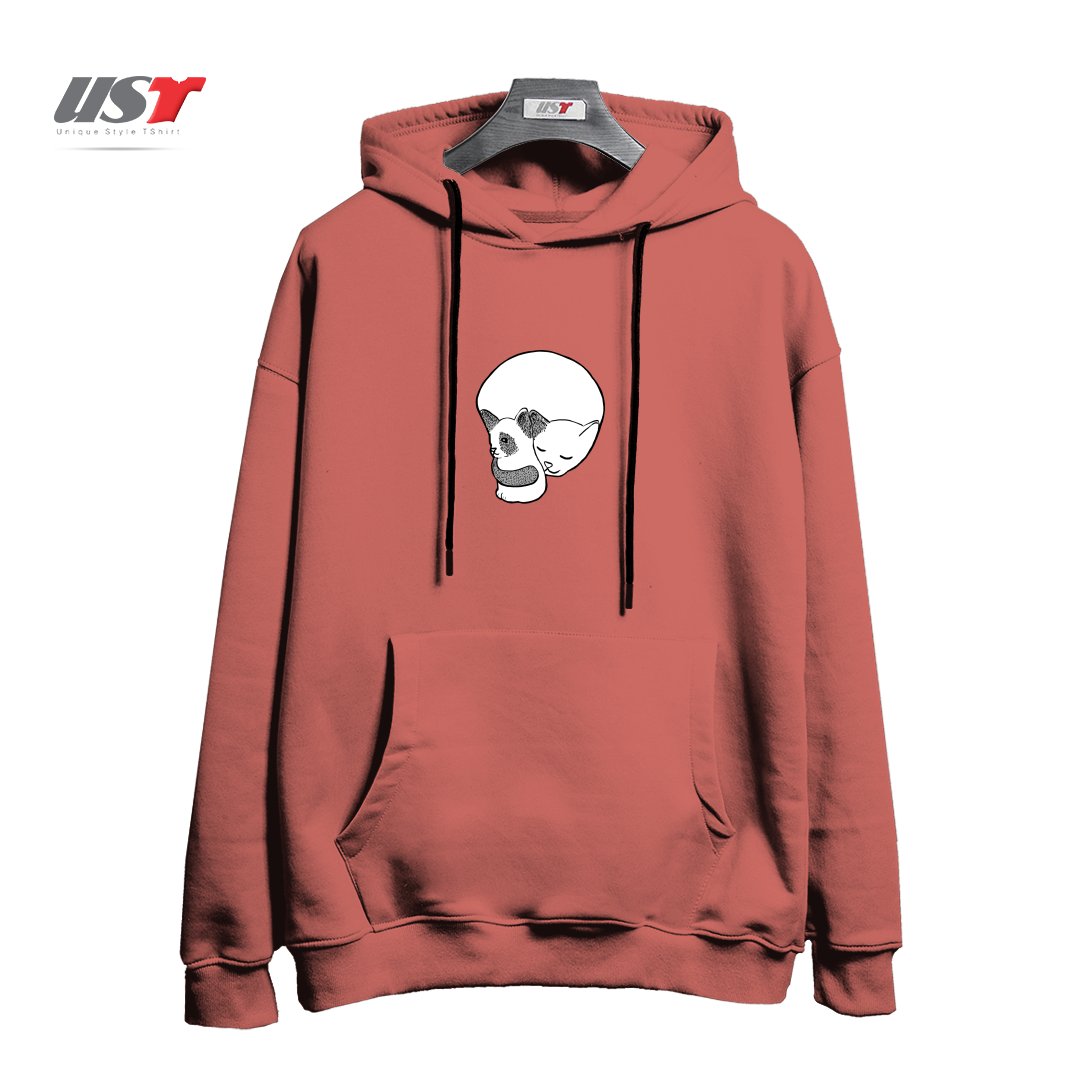 طرح SMALL KITTEN UNDER LOVE LOCK0003 هودی اورسایزرنگ آجری