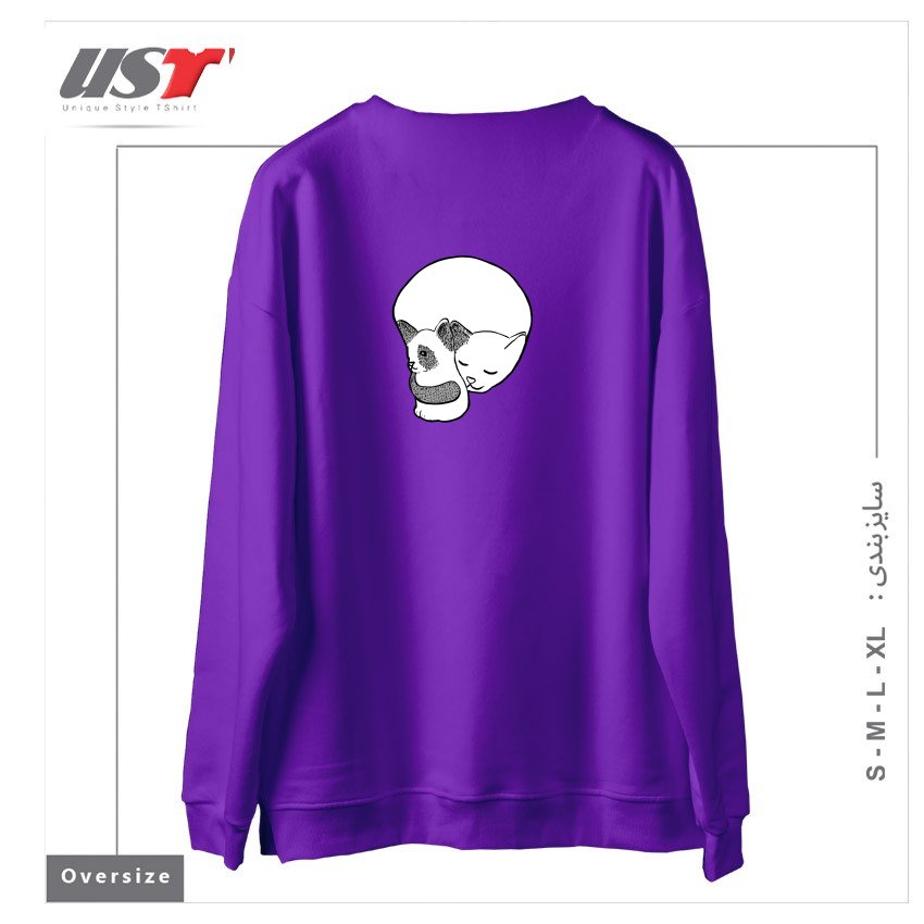 طرح SMALL KITTEN UNDER LOVE LOCK0003 سوییشرت اورسایزرنگ بنفش