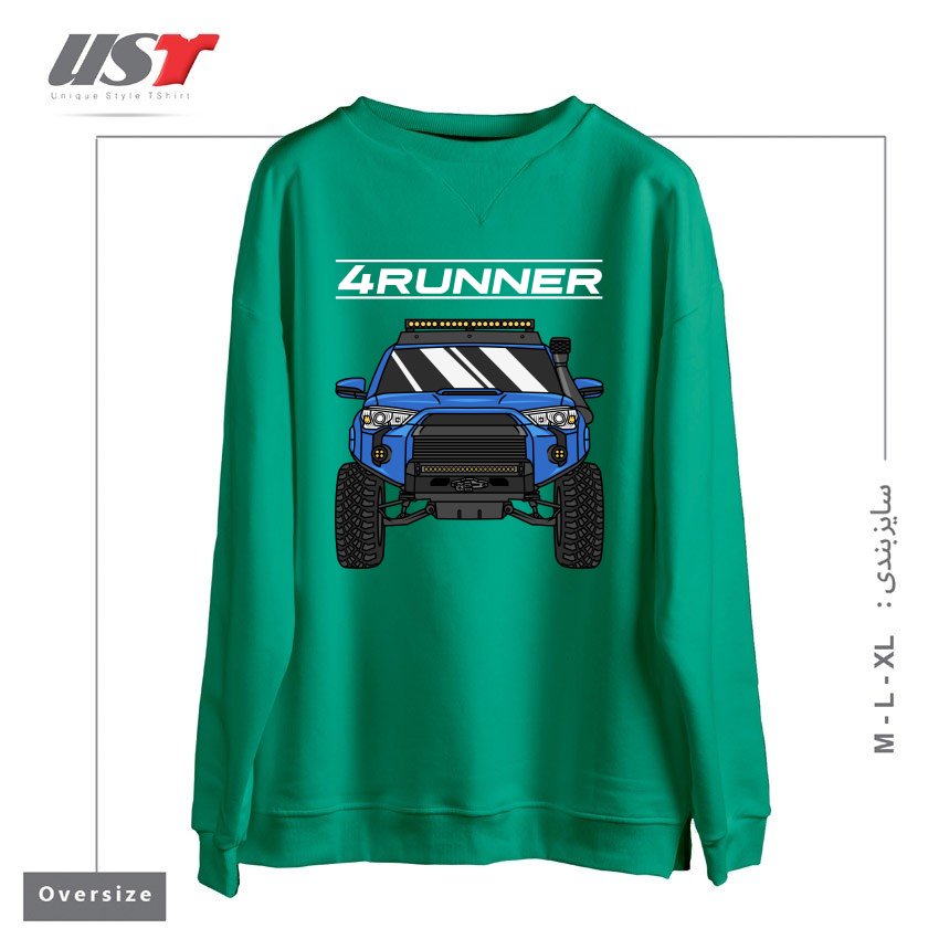 طرح 4 RUNNER OFF-ROAD PICKUP TRUCK سوییشرت اورسایزرنگ سبز سدری
