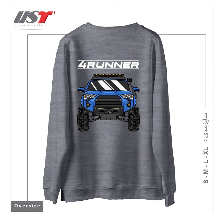 طرح 4 RUNNER OFF-ROAD PICKUP TRUCK سوییشرت اورسایزرنگ طوسی ملانژ