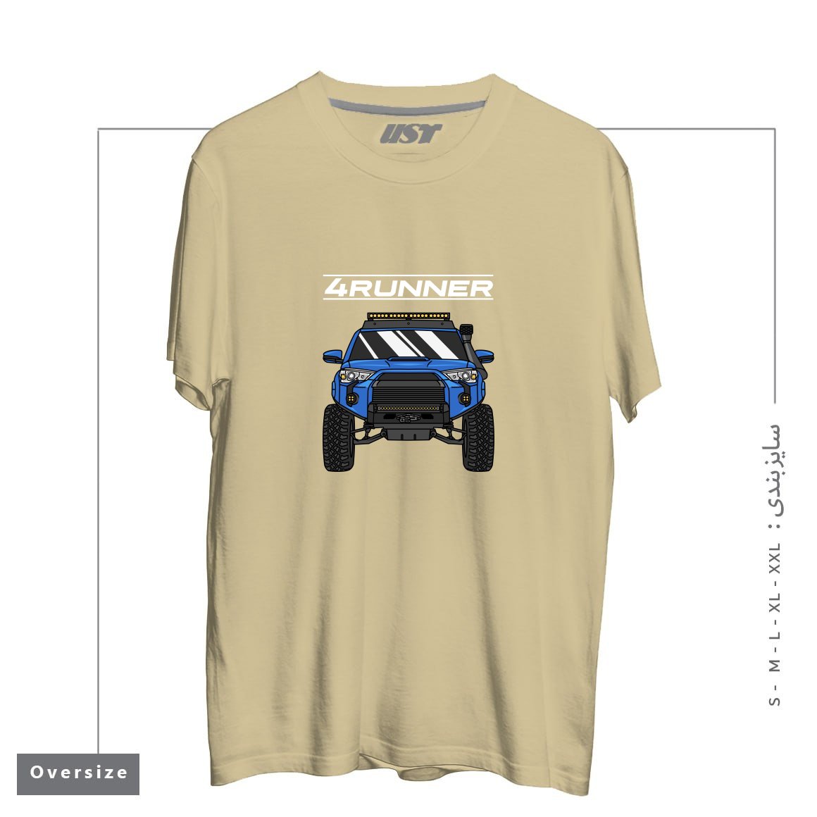 طرح 4 RUNNER OFF-ROAD PICKUP TRUCK تیشرت اورسایزرنگ نخودی