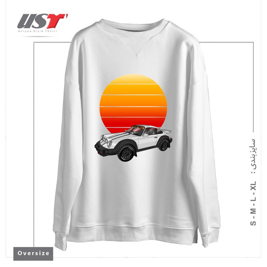 سوییشرت اورسایز طرح 911 CARRERA SAFARI RALLY SPORTS CAR SUNSET