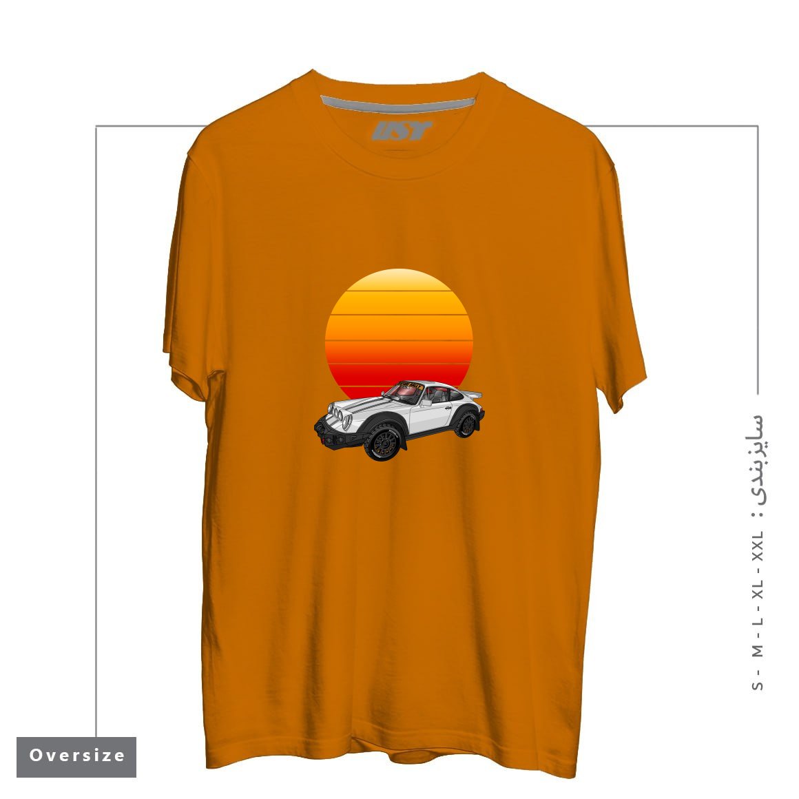 طرح 911 CARRERA SAFARI RALLY SPORTS CAR SUNSET تیشرت اورسایزرنگ پرتغالی