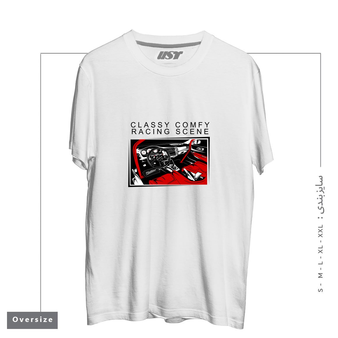 طرح HONDA CIVIC TYPE-R RACING INTERIOR تیشرت اورسایزرنگ سفید