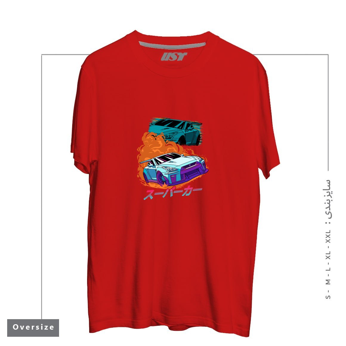 طرح JDM GT-R NIPPON STREET RACING CAR تیشرت اورسایزرنگ قرمز