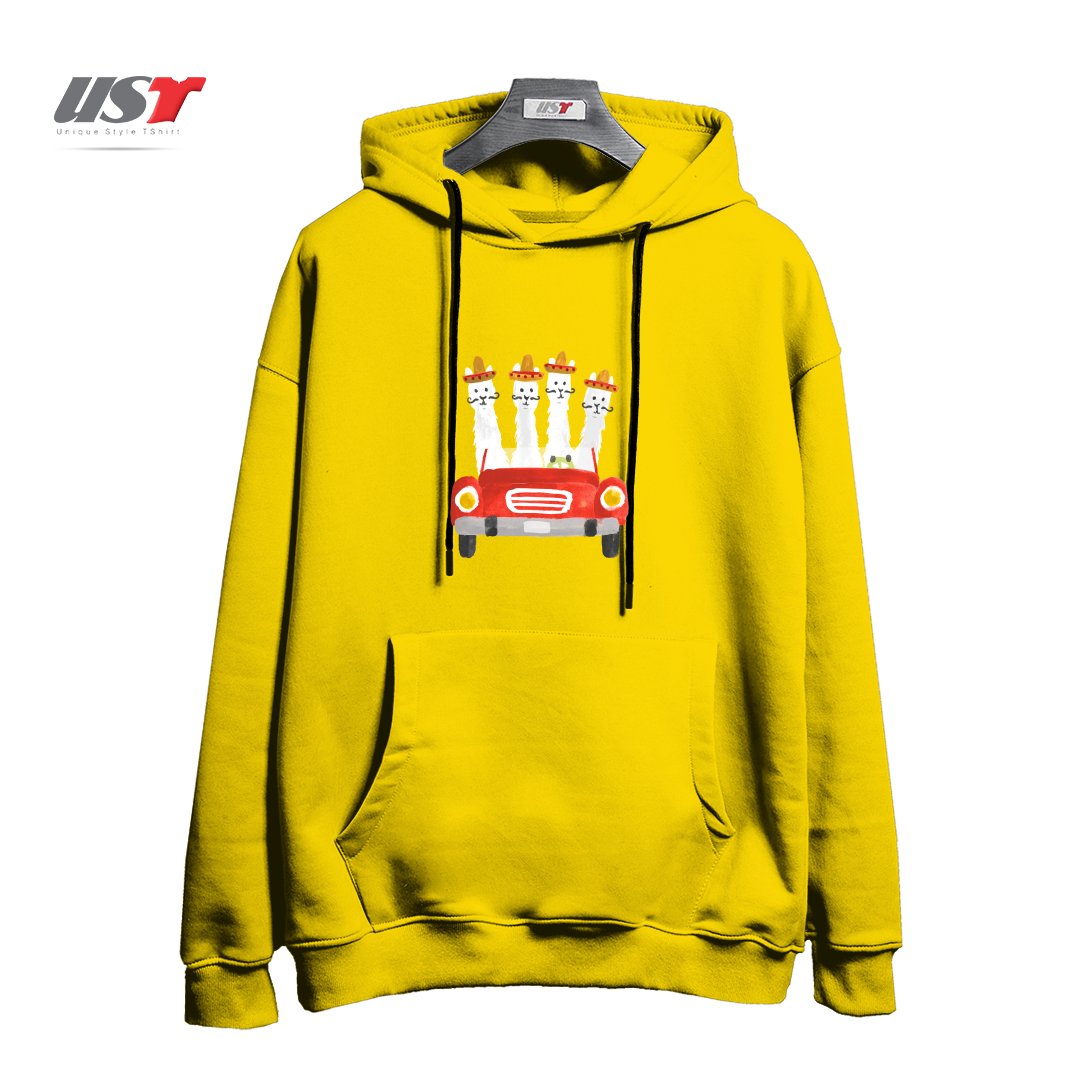 هودی اورسایز طرح LLAMAS ON A ROADTRIP