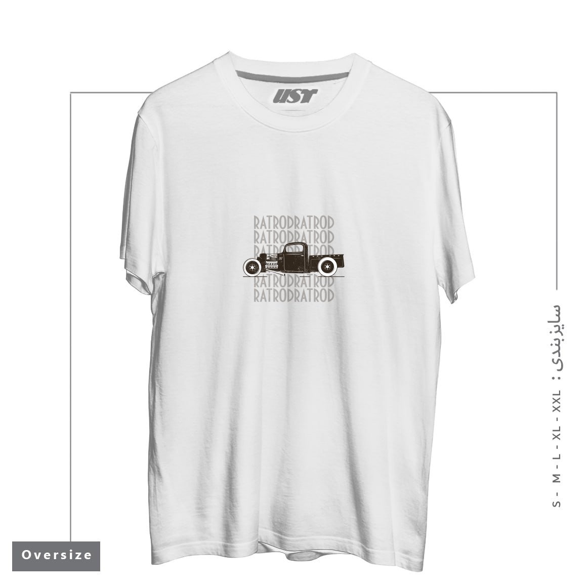 طرح RAT ROD HOT ROD T-SHIRT تیشرت اورسایزرنگ سفید