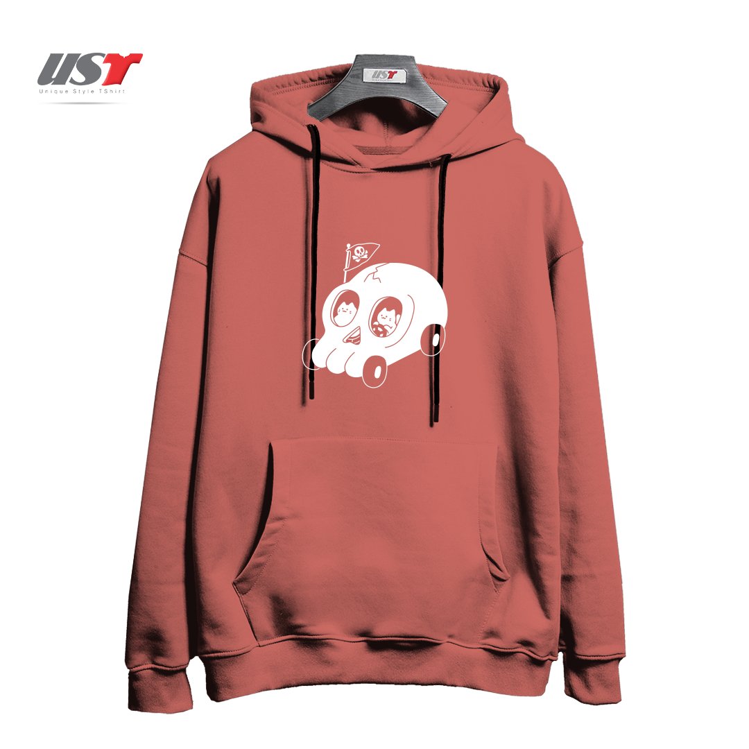 طرح SKULLMOBILE5151 هودی اورسایزرنگ آجری