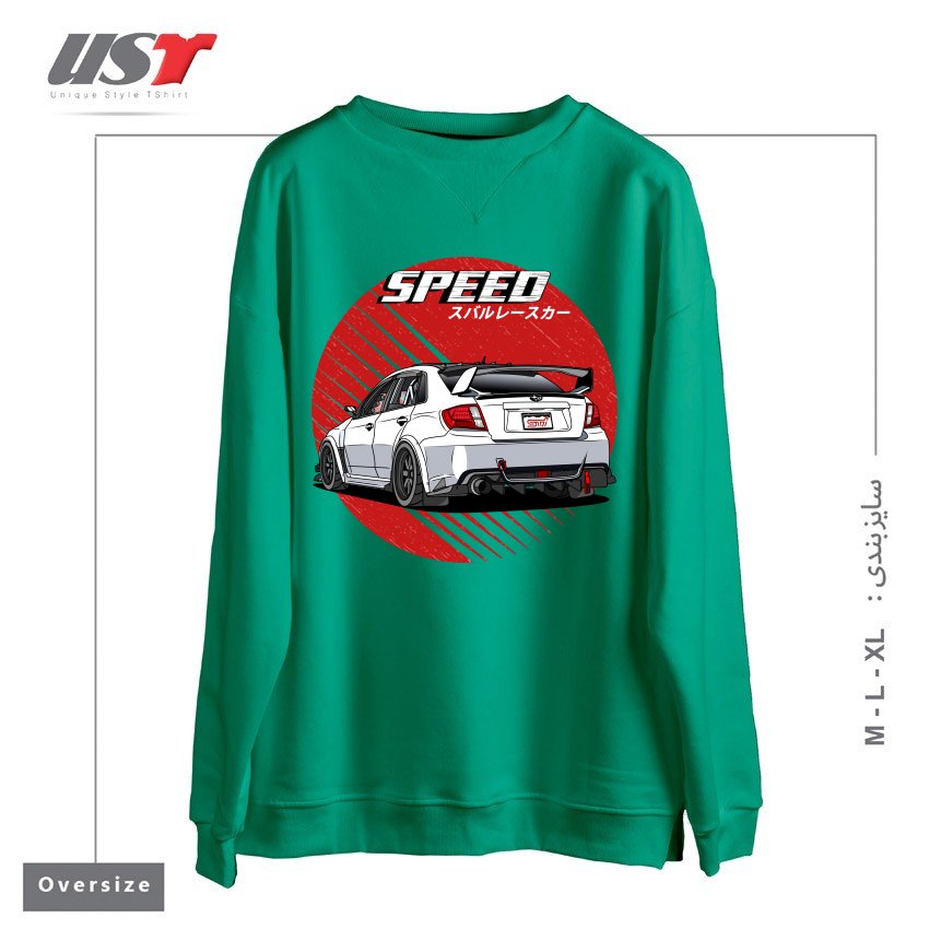 طرح SUBARU IMPREZA WRX STI 2009 سوییشرت اورسایزرنگ سبز سدری