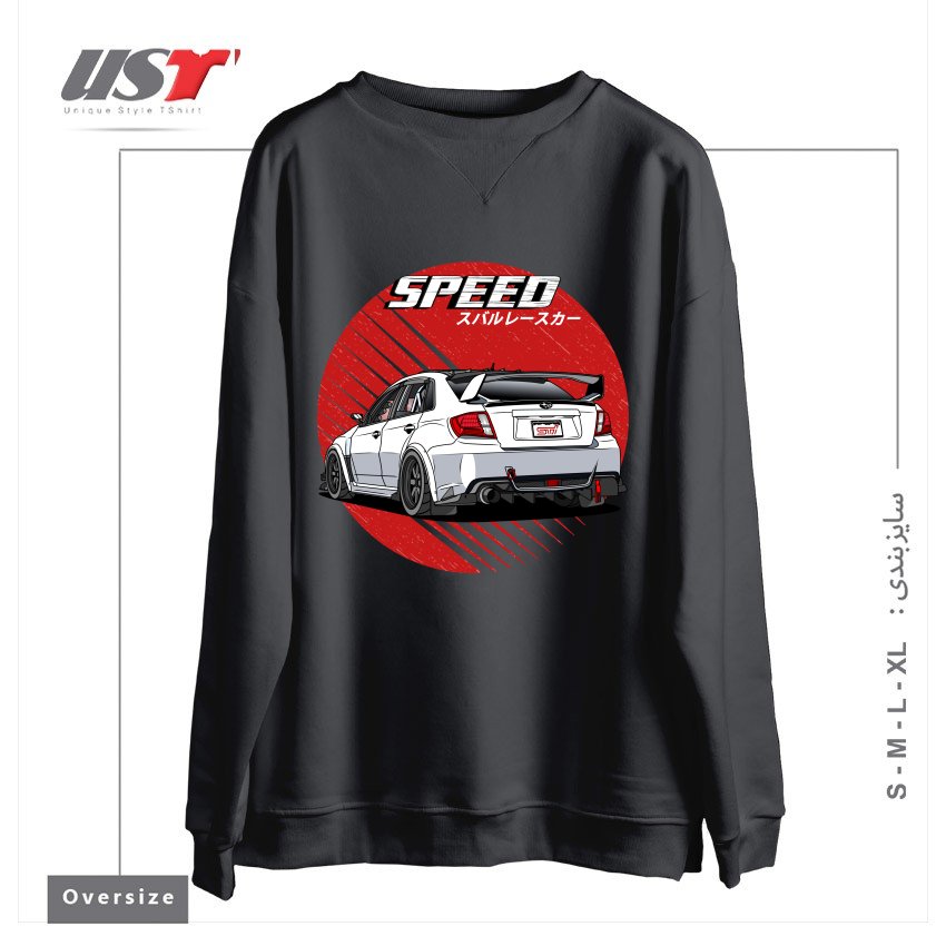 طرح SUBARU IMPREZA WRX STI 2009 سوییشرت اورسایزرنگ دودی