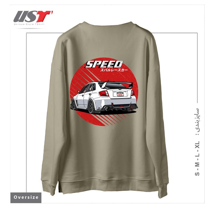 طرح SUBARU IMPREZA WRX STI 2009 سوییشرت اورسایزرنگ نخودی
