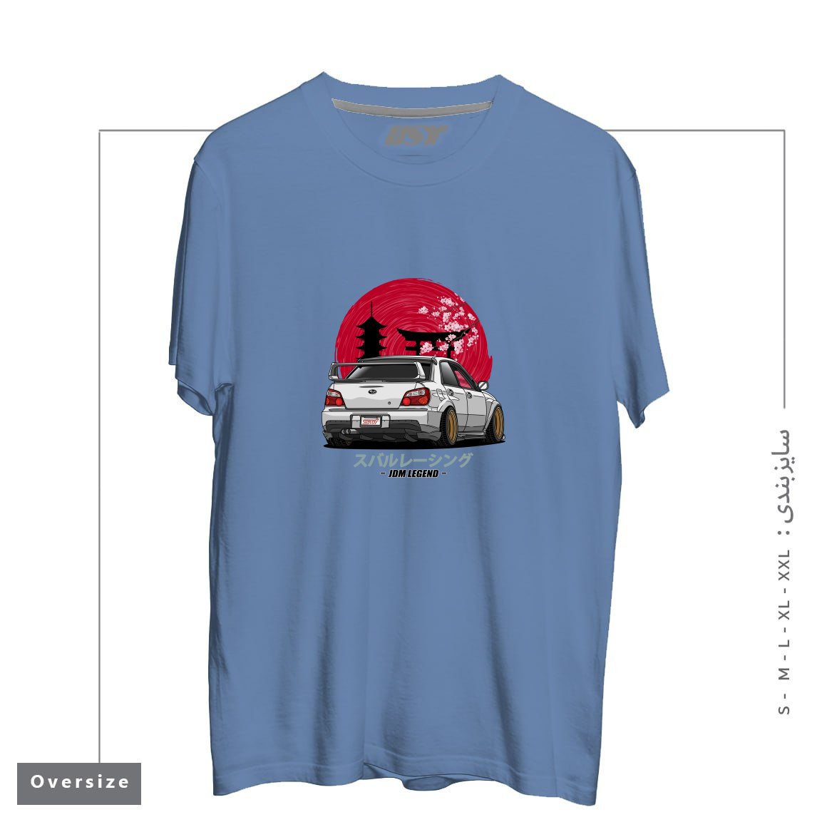 طرح SUBARU IMPREZA WRX STI تیشرت اورسایزرنگ آبی نفتی