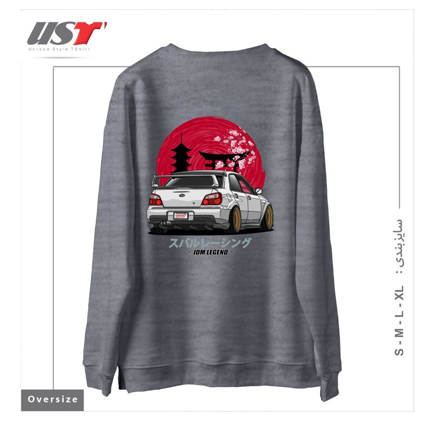 طرح SUBARU IMPREZA WRX STI سوییشرت اورسایزرنگ طوسی ملانژ