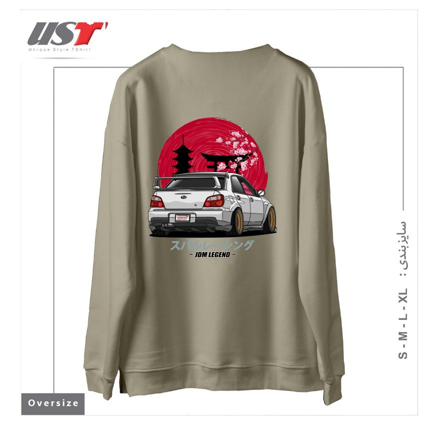 طرح SUBARU IMPREZA WRX STI سوییشرت اورسایزرنگ نخودی