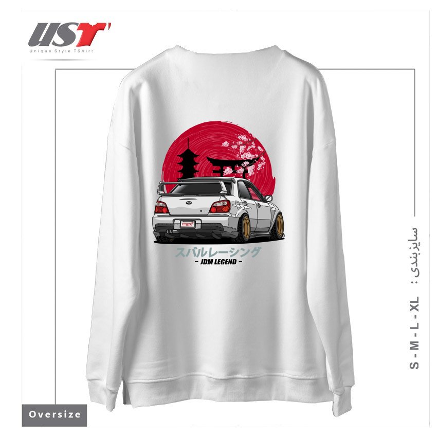 طرح SUBARU IMPREZA WRX STI سوییشرت اورسایزرنگ سفید