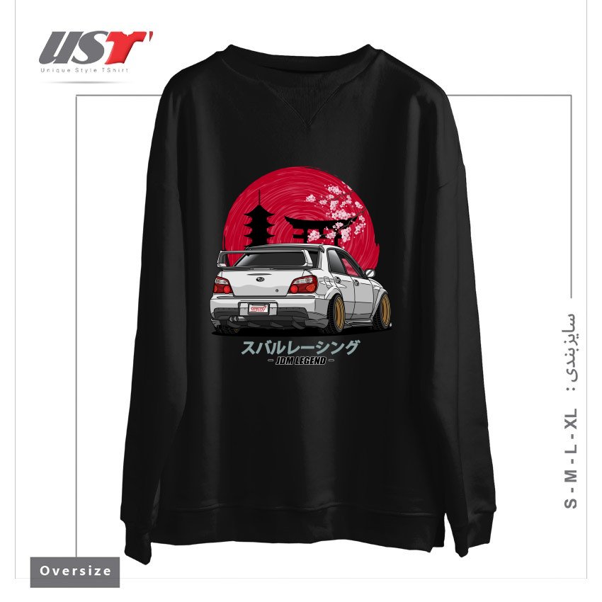 طرح SUBARU IMPREZA WRX STI سوییشرت اورسایزرنگ مشکی