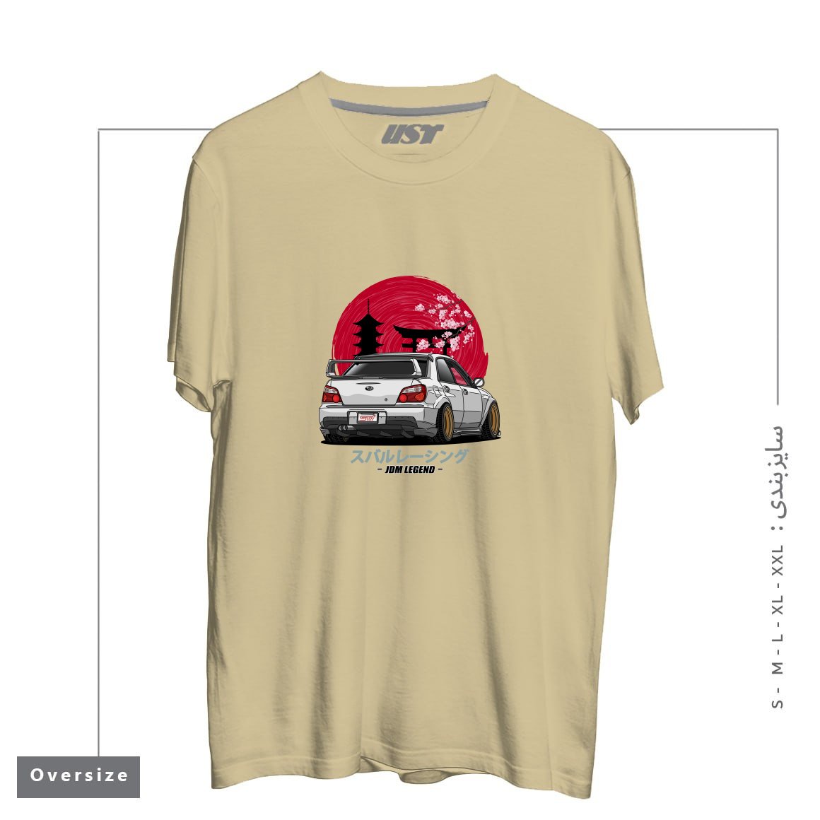 طرح SUBARU IMPREZA WRX STI تیشرت اورسایزرنگ نخودی