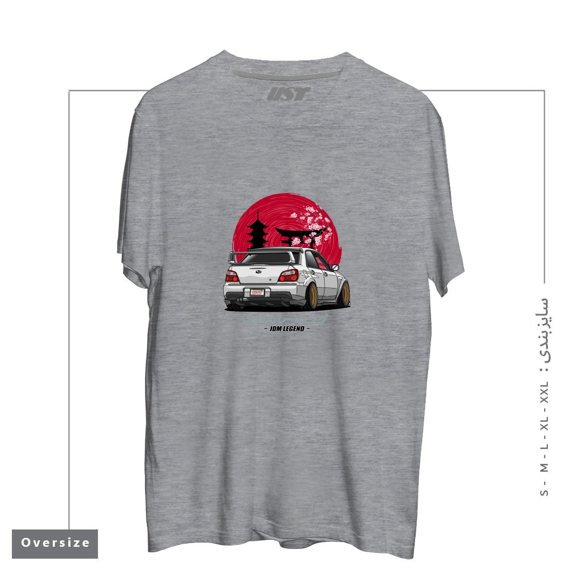 طرح SUBARU IMPREZA WRX STI تیشرت اورسایزرنگ طوسی ملانژ