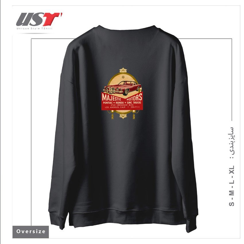طرح VINTAGE AUTO DEALERSHIP LA سوییشرت اورسایزرنگ دودی