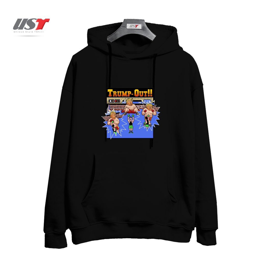 طرح TRUMP-OUT!! هودی اورسایزرنگ مشکی