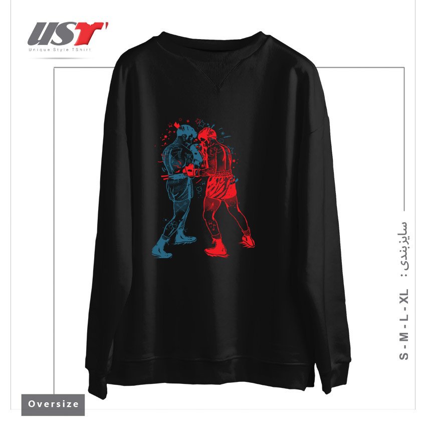 طرح ARE YOU READY TO RUMBLE سوییشرت اورسایزرنگ مشکی