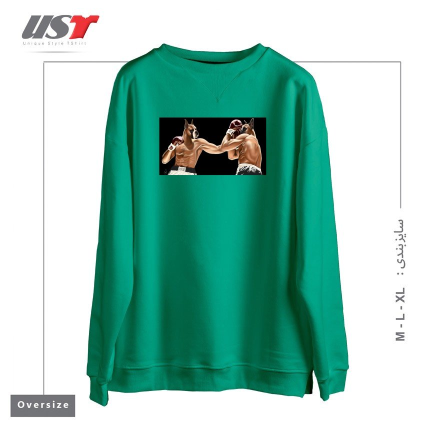 طرح BOXER سوییشرت اورسایزرنگ سبز سدری