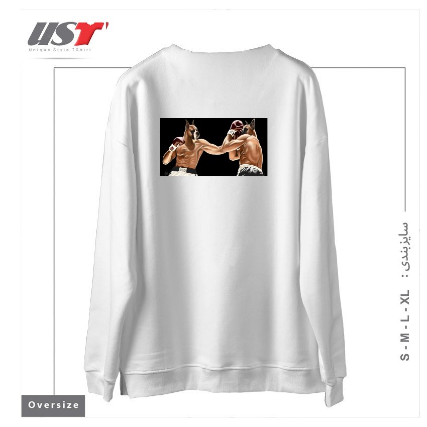 طرح BOXER سوییشرت اورسایزرنگ سفید